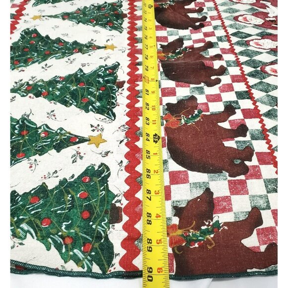 VTG Christmas Tablecloth Bear Moose Santa Snowman Country Farmhouse Cabin READ - Picture 9 of 11